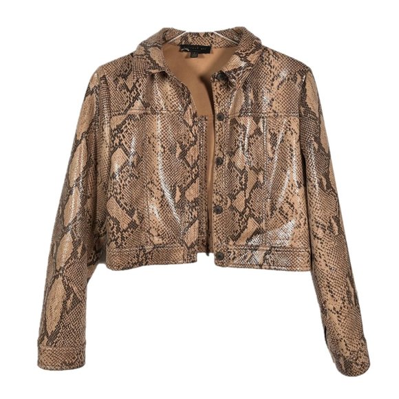 Anthropologie Jackets & Blazers - Anthropologie Current Air Python Snake Skin Print Textured Trucker Jacket Size S